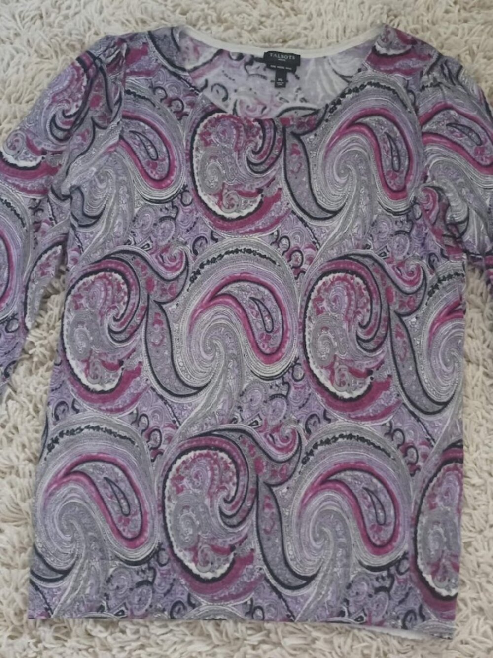 Talbots Women’s 100% Pure Merino Wool Paisley Pullover Sweater – Medium Petite